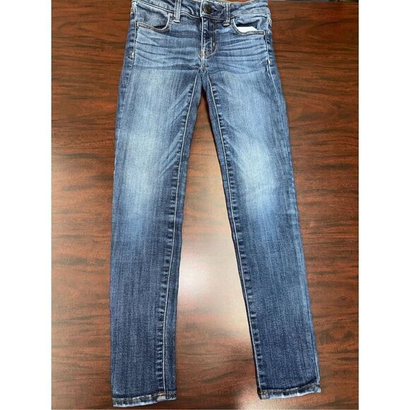 American Eagle Super Super Stretch Jeggings Distressed Jeans Size 00 Short - Picture 1 of 11